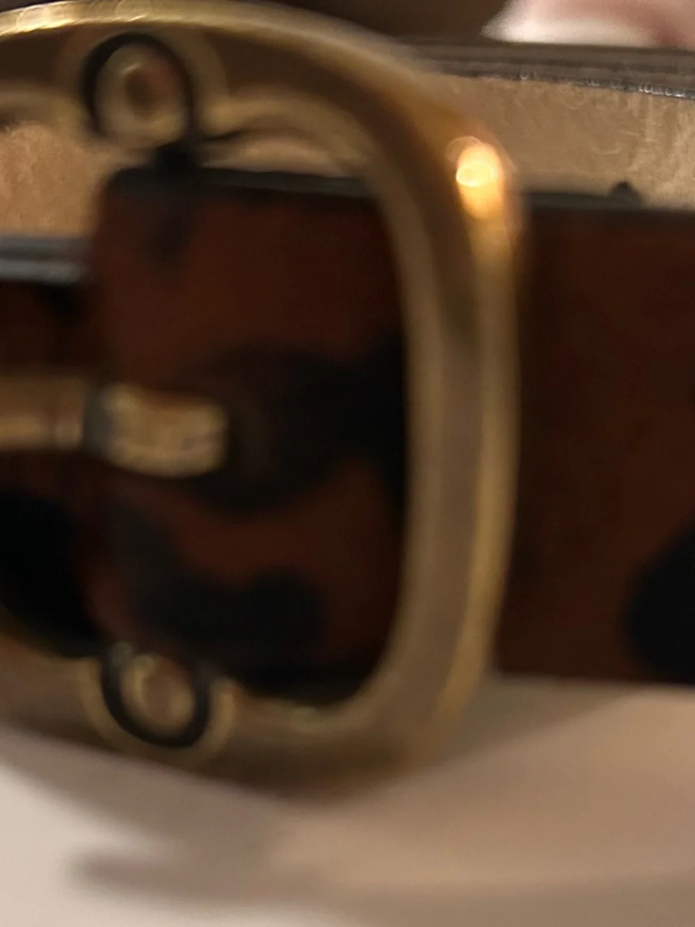 Coldwater Creek Leopard Haircalf Belt with Brass Buckle - Brown/Black - Picture 4 of 11